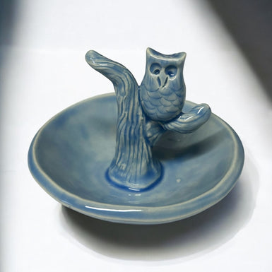 Sculpted Owl Ring Dish Blue