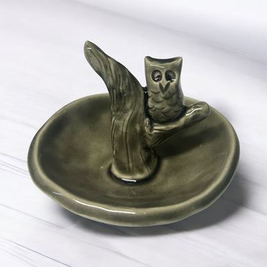 Sculpted Owl Ring Dish Gray