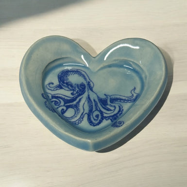 Teal octopus Heart ring dish