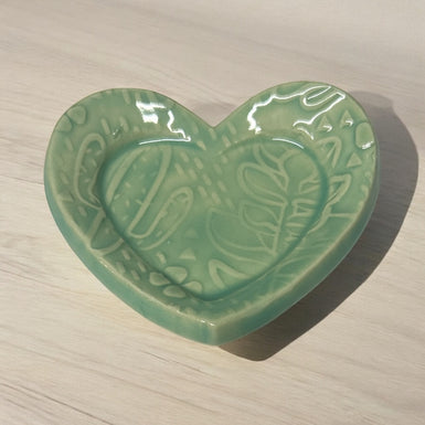 Mint succulents heart ring dish