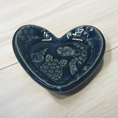 Dark Blue Turtle heart ring dish