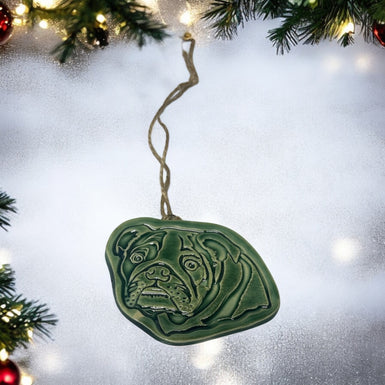 Green Bulldog ornament 2