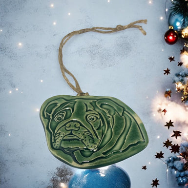 Green Bulldog ornament 1