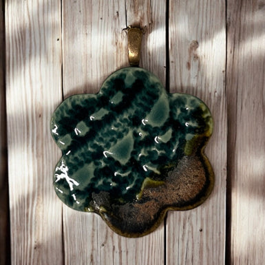 Green and Copper flower pendant